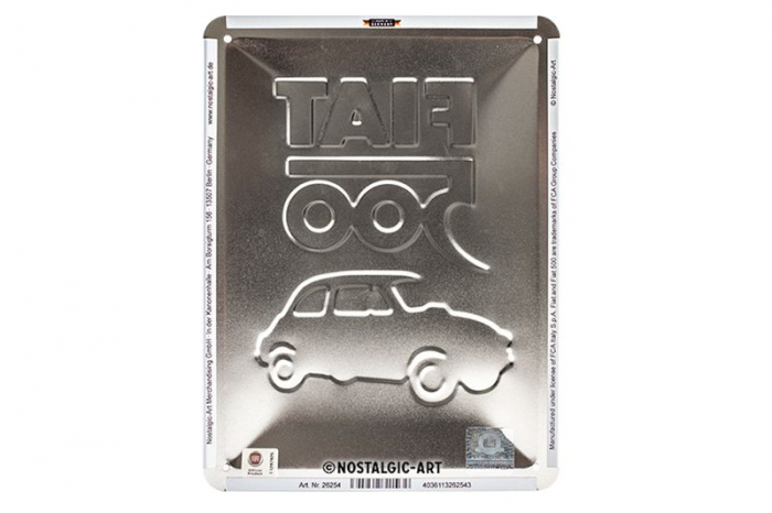 Blechschild "Fiat 500 weiss" - 20 x 15cm